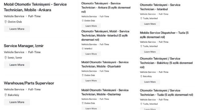Tesla Türkiye Servis Ağı ve İnsan Kaynağı Genişlemesi: Şehirlerarası Mobil ve Teknisyen Pozisyonları