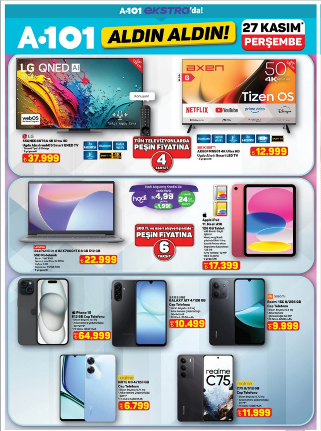 A101 27 Kasım Extra Katalogu: Ev Yaşamını Kolaylaştıran Tablet ve Hava Temizleyici Fırsatları