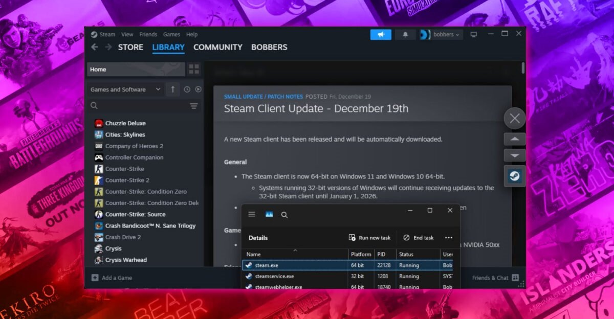 Steam Mimarisi Güncellemesi: 64-bit Zorunluluk ve 32-bit Desteğinin Sonu