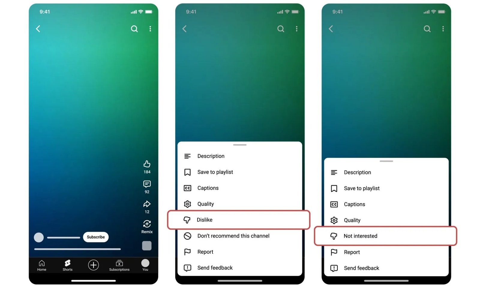 YouTube Shorts'ta Beğenmeme ve İlgilenmiyorum Butonlarının Yeni Bileşimi ve Kullanıcı Deneyimi