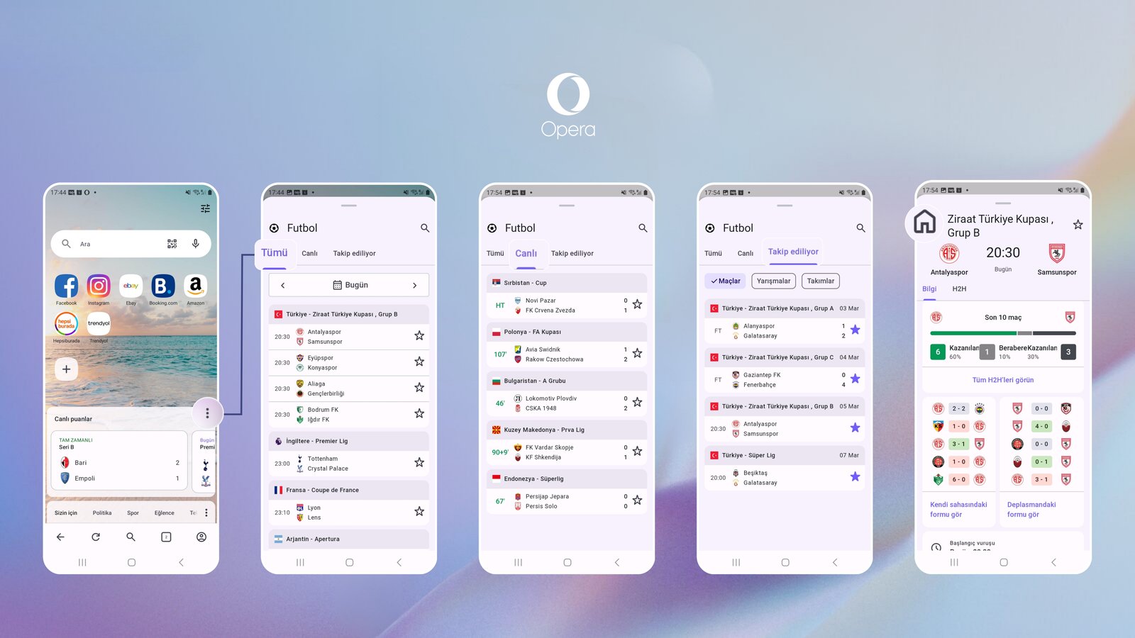 Opera Android 95 ile Canlı Skor Özelliğini Yeniden Şekillendirdi: Favori Takımlar Anlık Takipte
