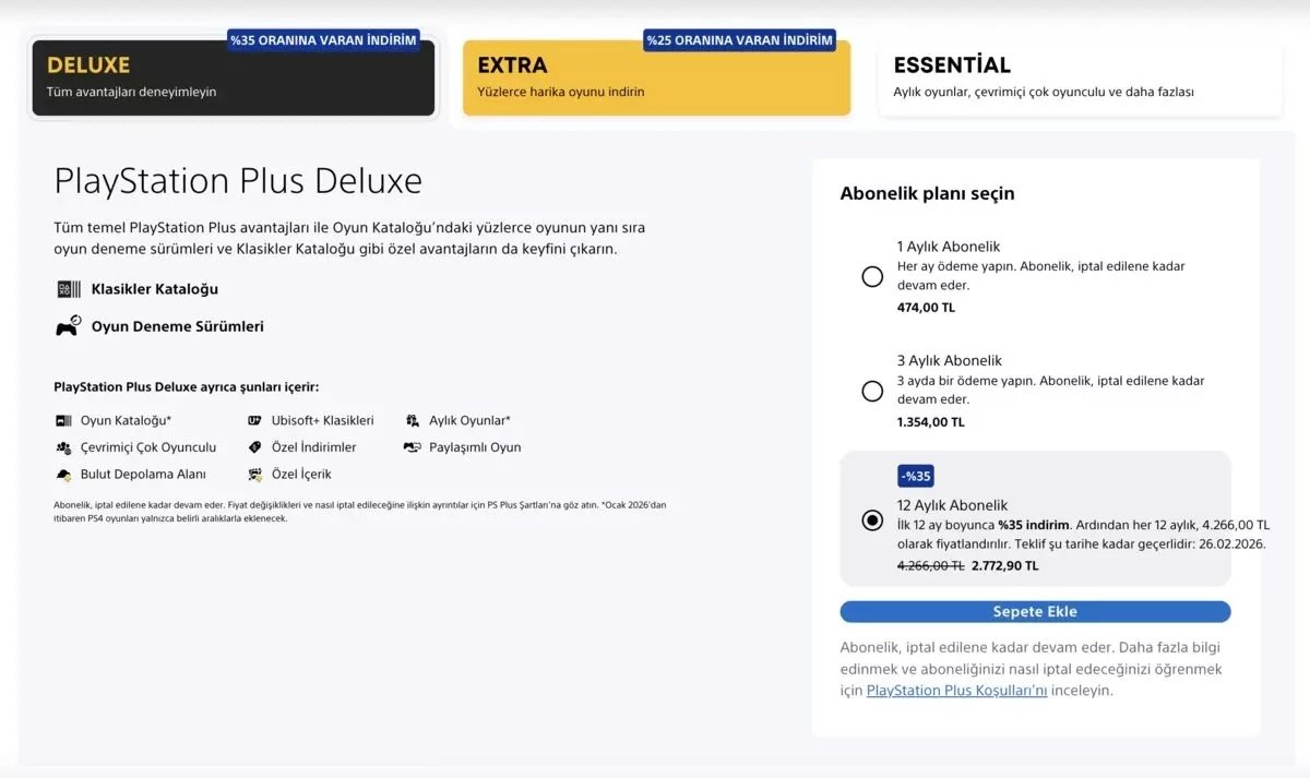 PS Plus Kampanyası: Deluxe ve Extra Paketlerinde Yıllık İndirimler Devam Ediyor