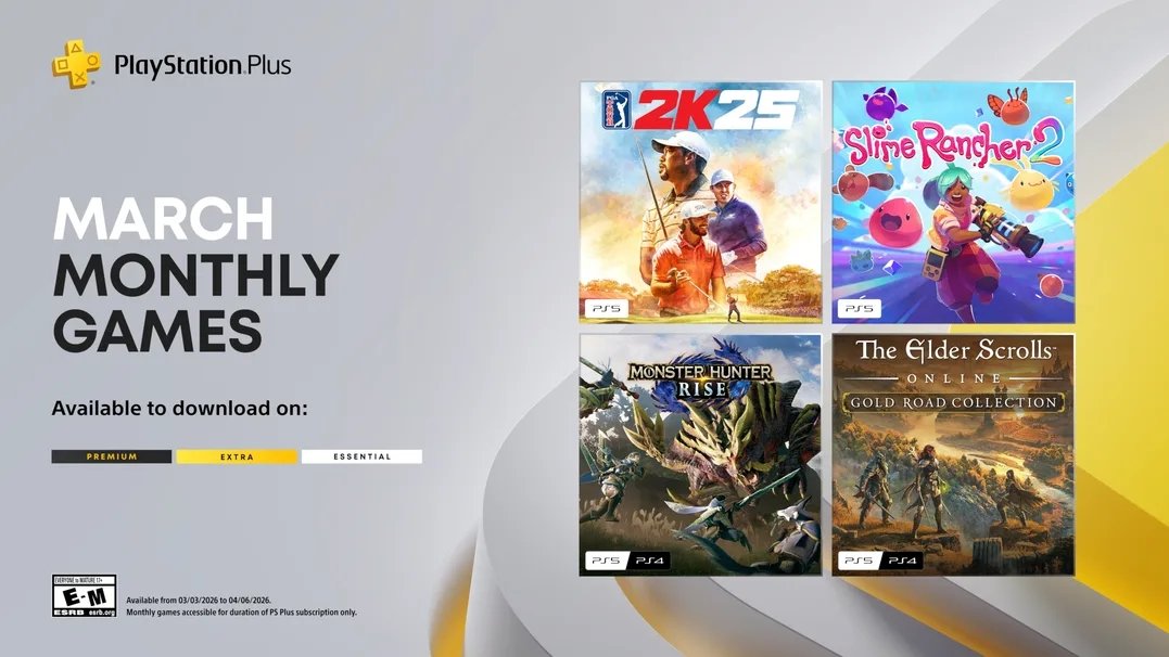PS Plus Mart Ayı Ücretsiz Oyunları: PGA Tour 2K25, Monster Hunter Rise ve Slime Rancher 2 Geliyor