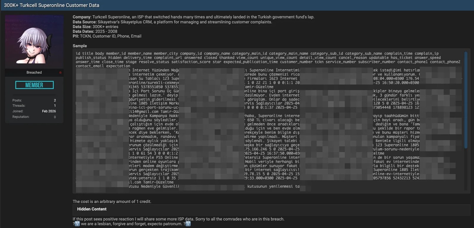 Turkcell Superonline Veritabanı Sızıntısı: Şikayetplus CRM Üzerinden Ele Geçirildi mi?
