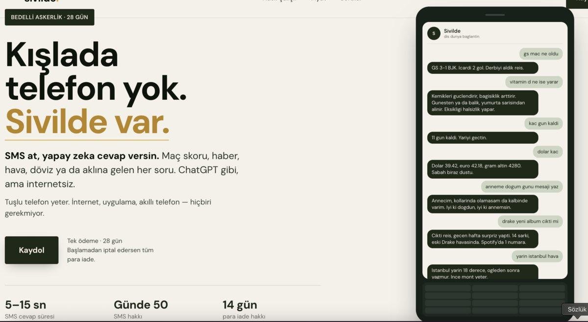 Sivilde: Askere Giderken Gündemi Yanında Taşımayan SMS Tabanlı Yapay Zeka Hizmeti